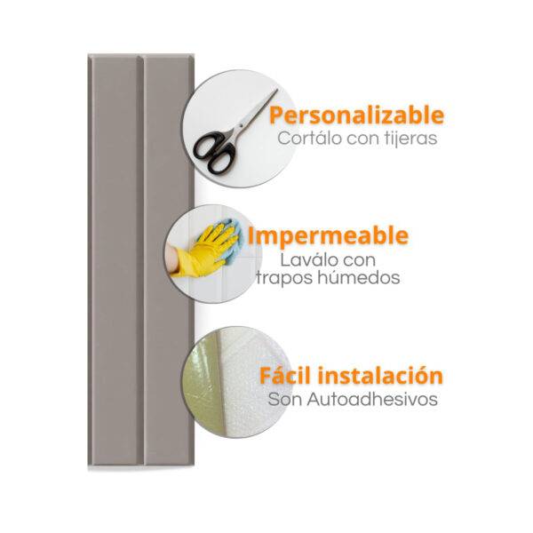 Placa Wall Panel Gris Autoadhesivo - Imagen 2