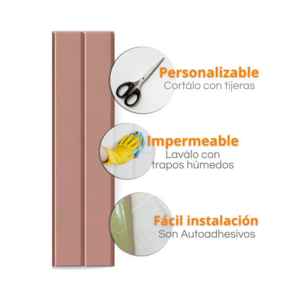 Placa Wall Panel Rosa Autoadhesivo - Imagen 2