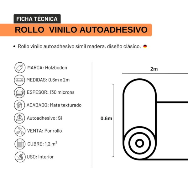 Papel vinilo autoadhesivo en rollo Simil Madera - Imagen 4
