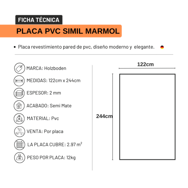 Placa PVC Carrara - Imagen 3
