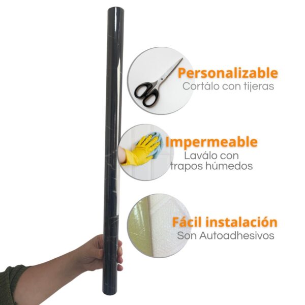 Papel vinilo autoadhesivo en rollo Simil Marquina - Imagen 5