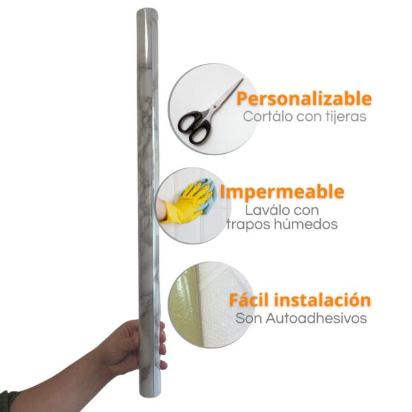 Papel vinilo autoadhesivo en rollo Simil Calacatta - Imagen 5