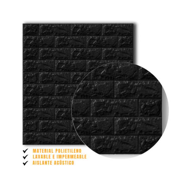 Placa 3D Azulejo Negro Rustico 70×77 - Imagen 3