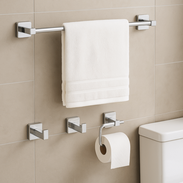 Kit Cubo Accesorios de baño cromado - Imagen 2