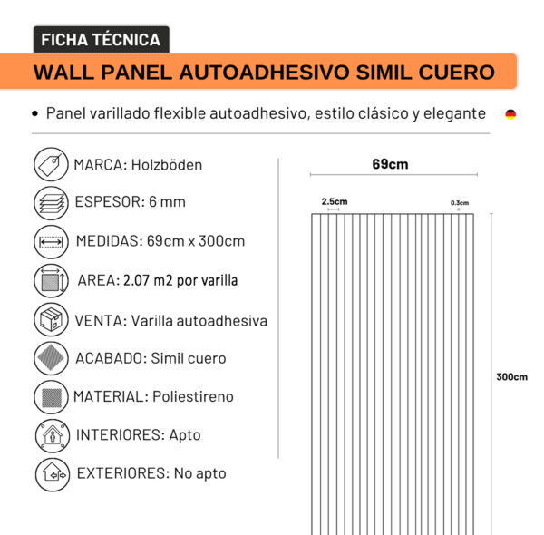Wall Panel Autoadhesivo Simil Cuero Blanco - Imagen 2