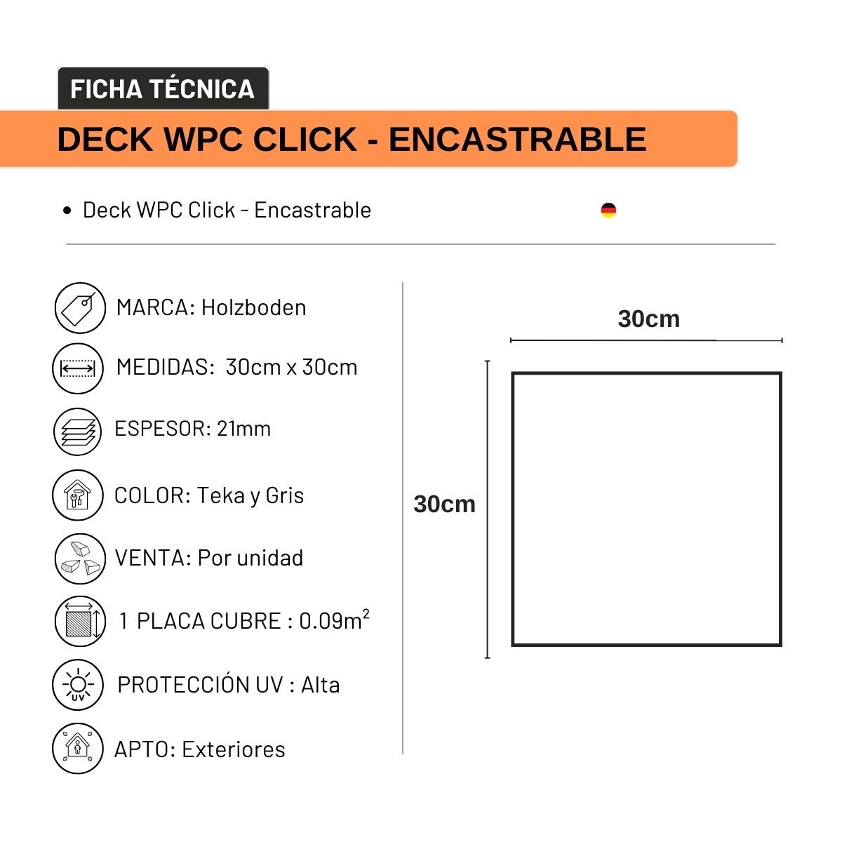 Deck Click Encastrable Gris - Imagen 2