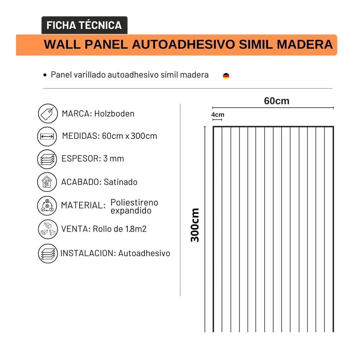 Wall Panel Autoadhesivo Oak 0.60 x 3 mts - Imagen 7
